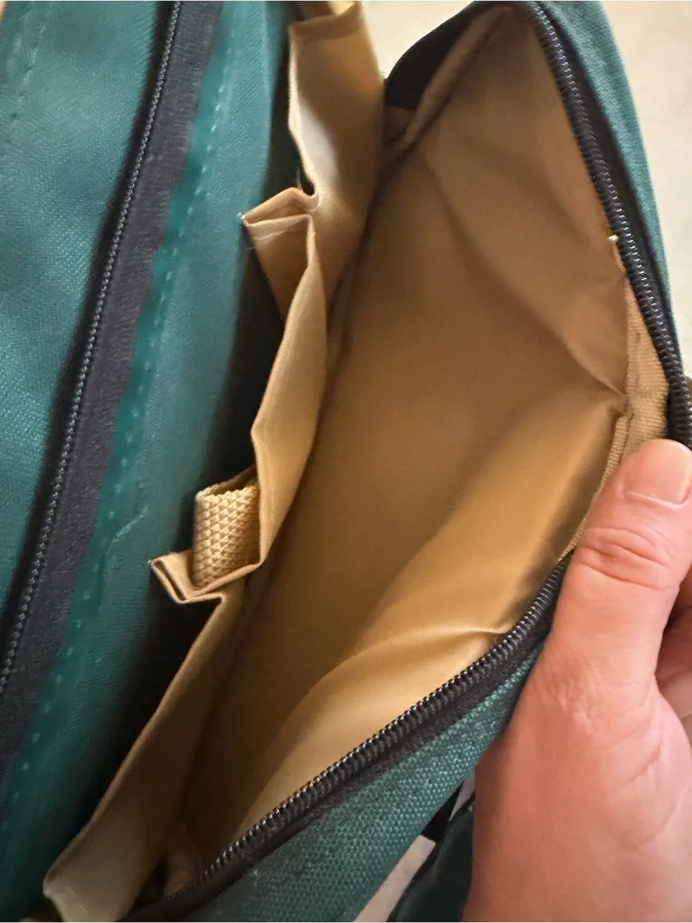 Canon Dark Green Canvas Messenger Bag with Tan Accents